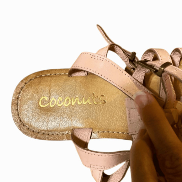 Coconuts Womens Leather Sandals Strappy Pink sz 10 ankle flats - Picture 5 of 7